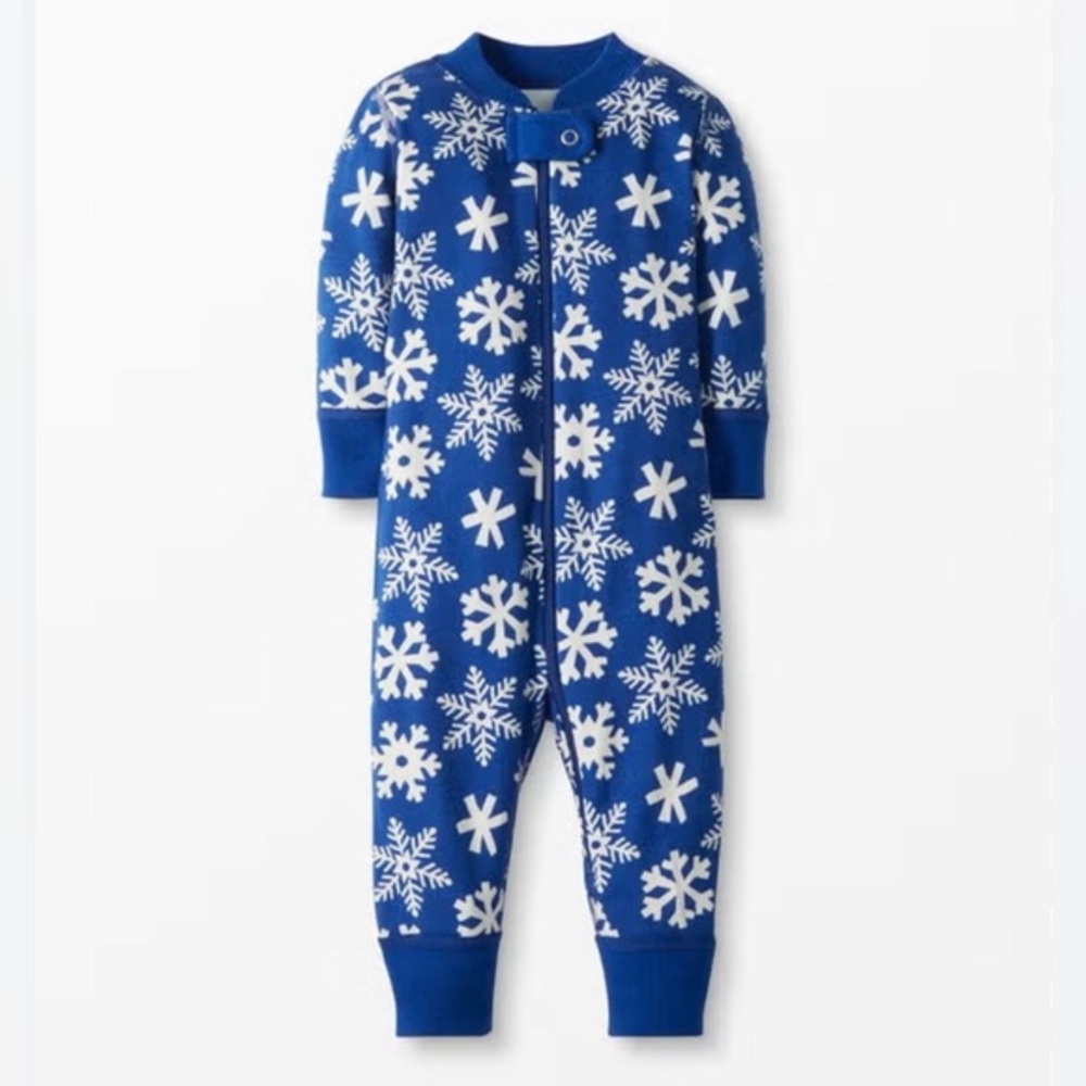 Hanna Andersson Let it‎ Snow Blue w/Snowflakes Sleeper NWT 80cm (18-24m)